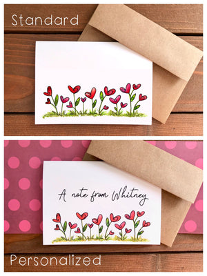 Heart Flowers Stationery Set Gift Bundle