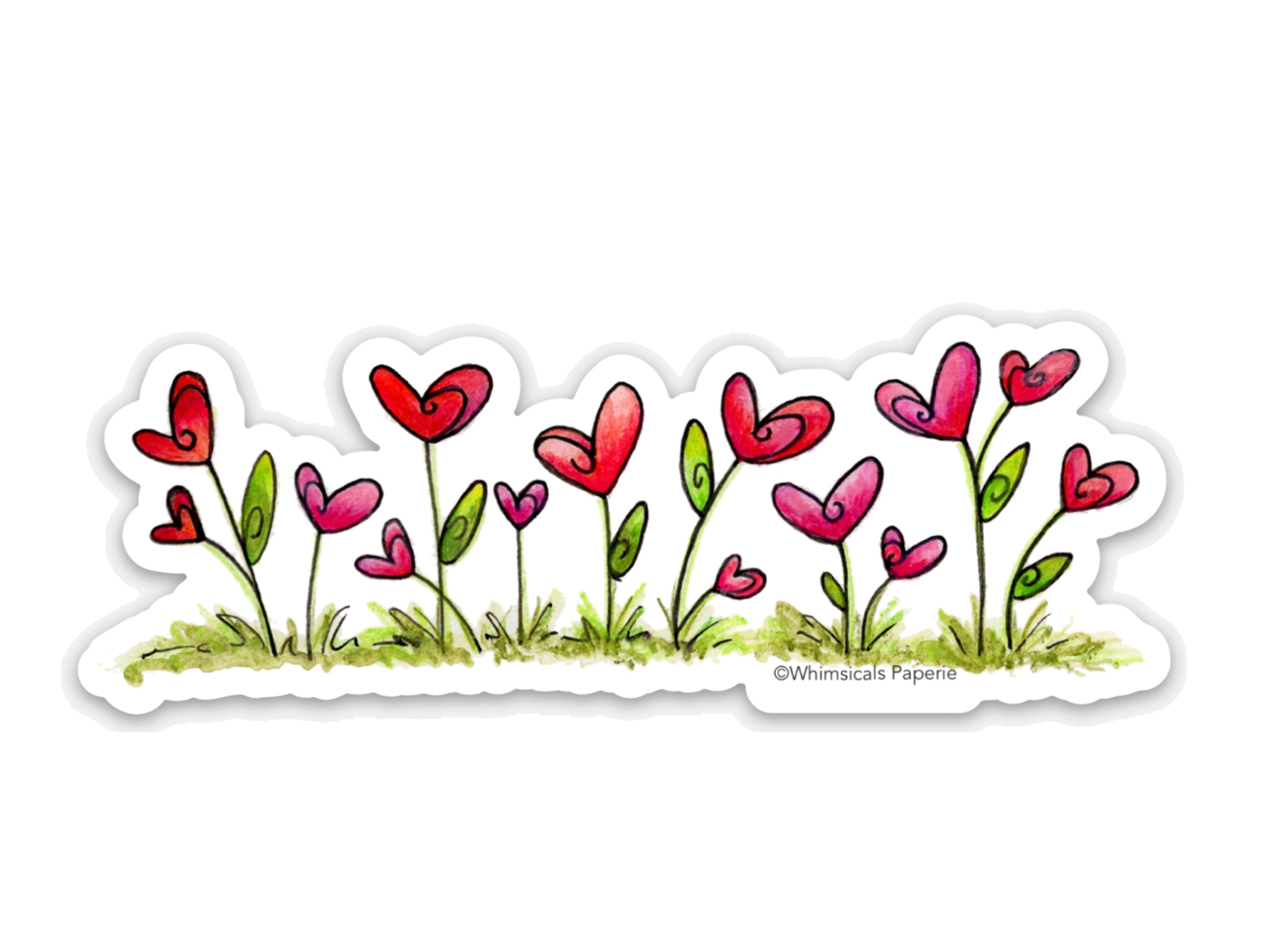 Heart Flowers Vinyl Sticker