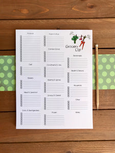 Large Grocery List Magnetic Notepad with Categories | Personalization Optional | 52 Sheets