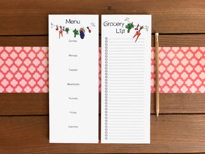 Skinny Grocery List and Menu Planning Bundle | Set of 2 Magnetic Notepads