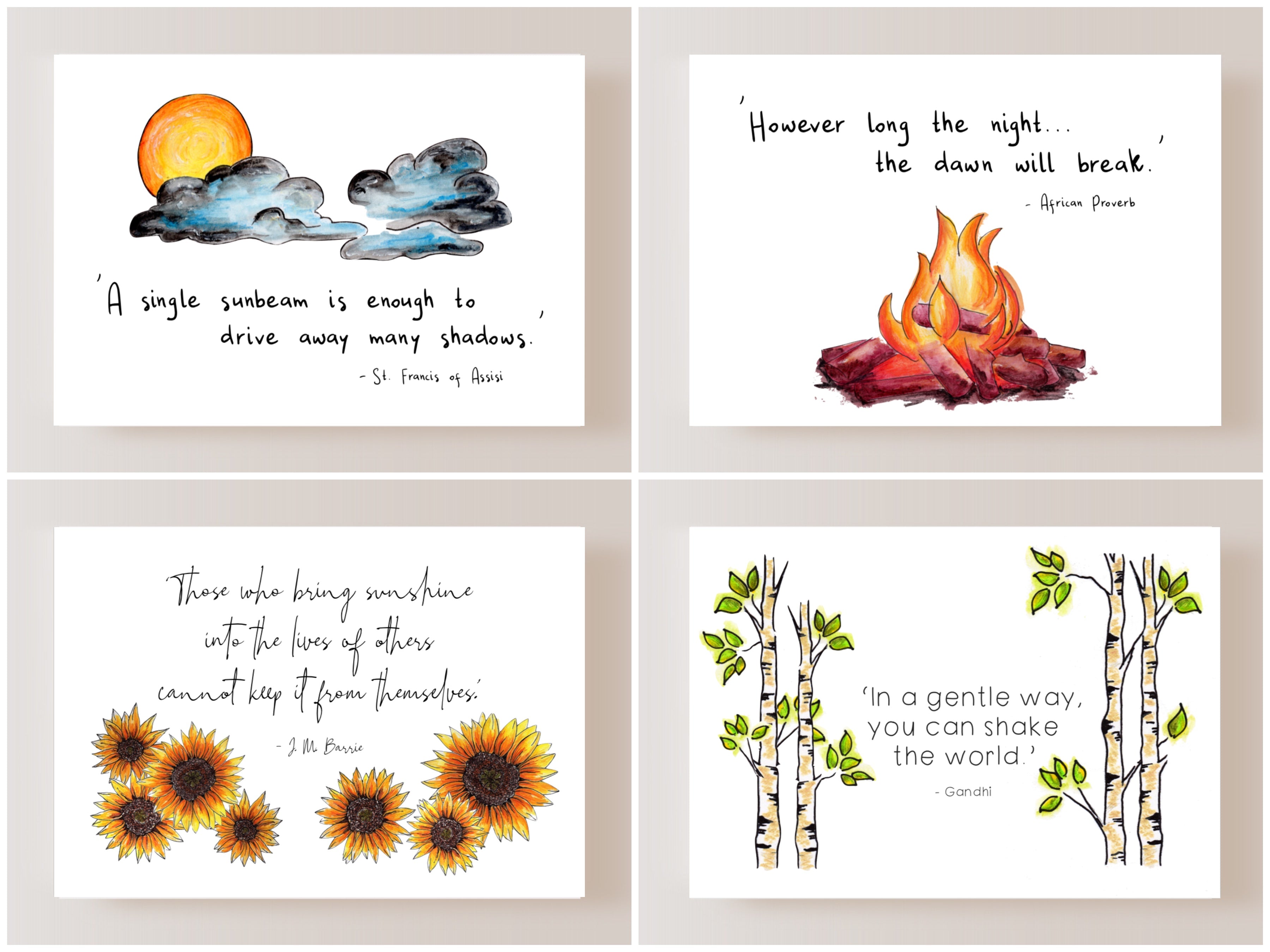 Inspirational Quote Deck | Set of 16 Illustrated Quotes