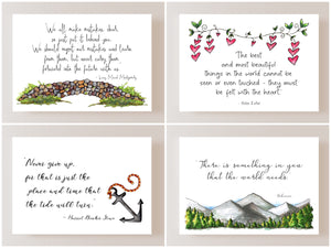 Inspirational Quote Deck | Set of 16 Illustrated Quotes