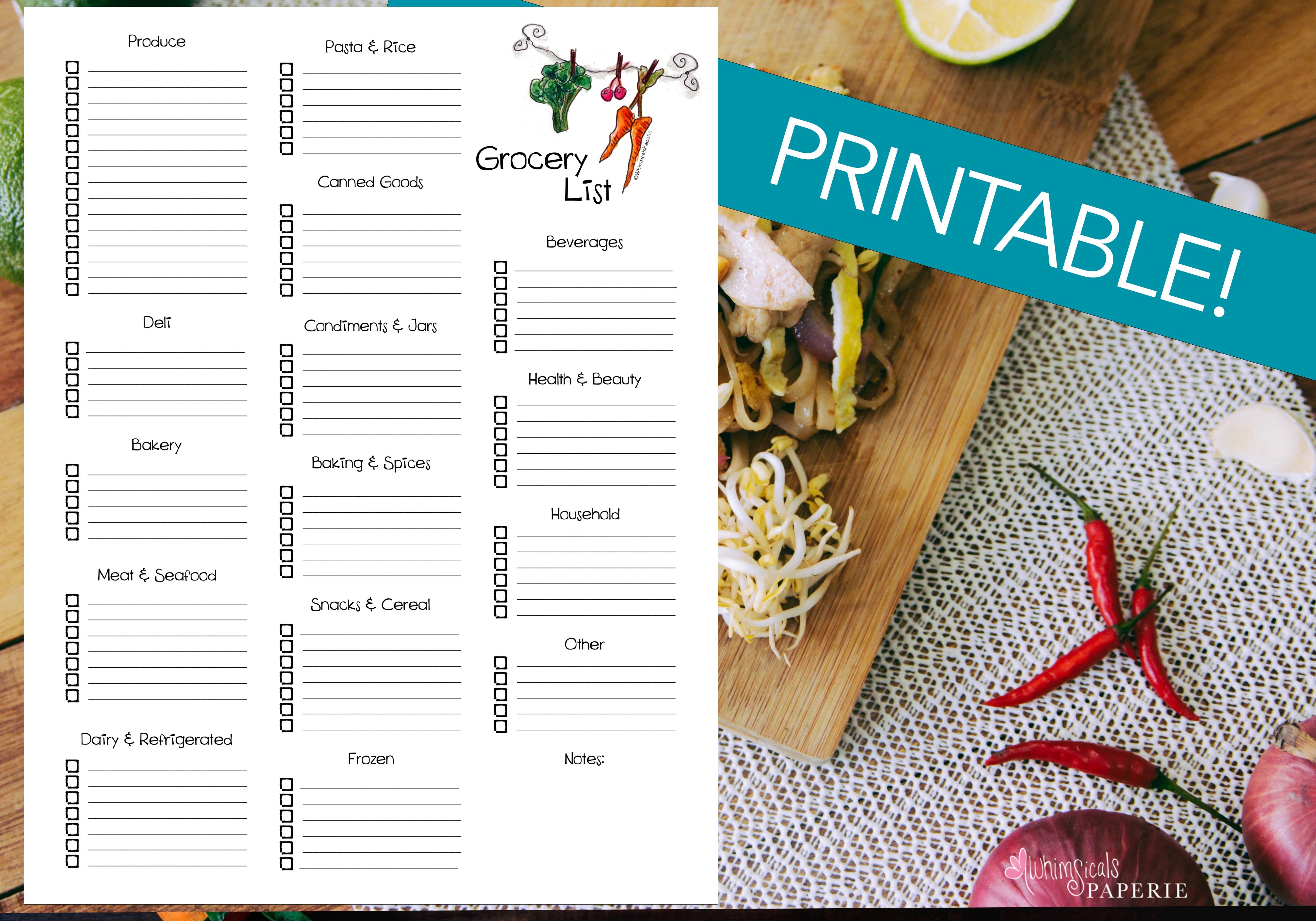 Download Free Printable Grocery List