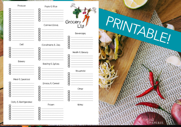 PRINTABLE Grocery List with Categories | PDF Digital Download – Whimsicals Paperie printable-grocery-list-with-categories-pdf-digital-download-whimsicals-paperie