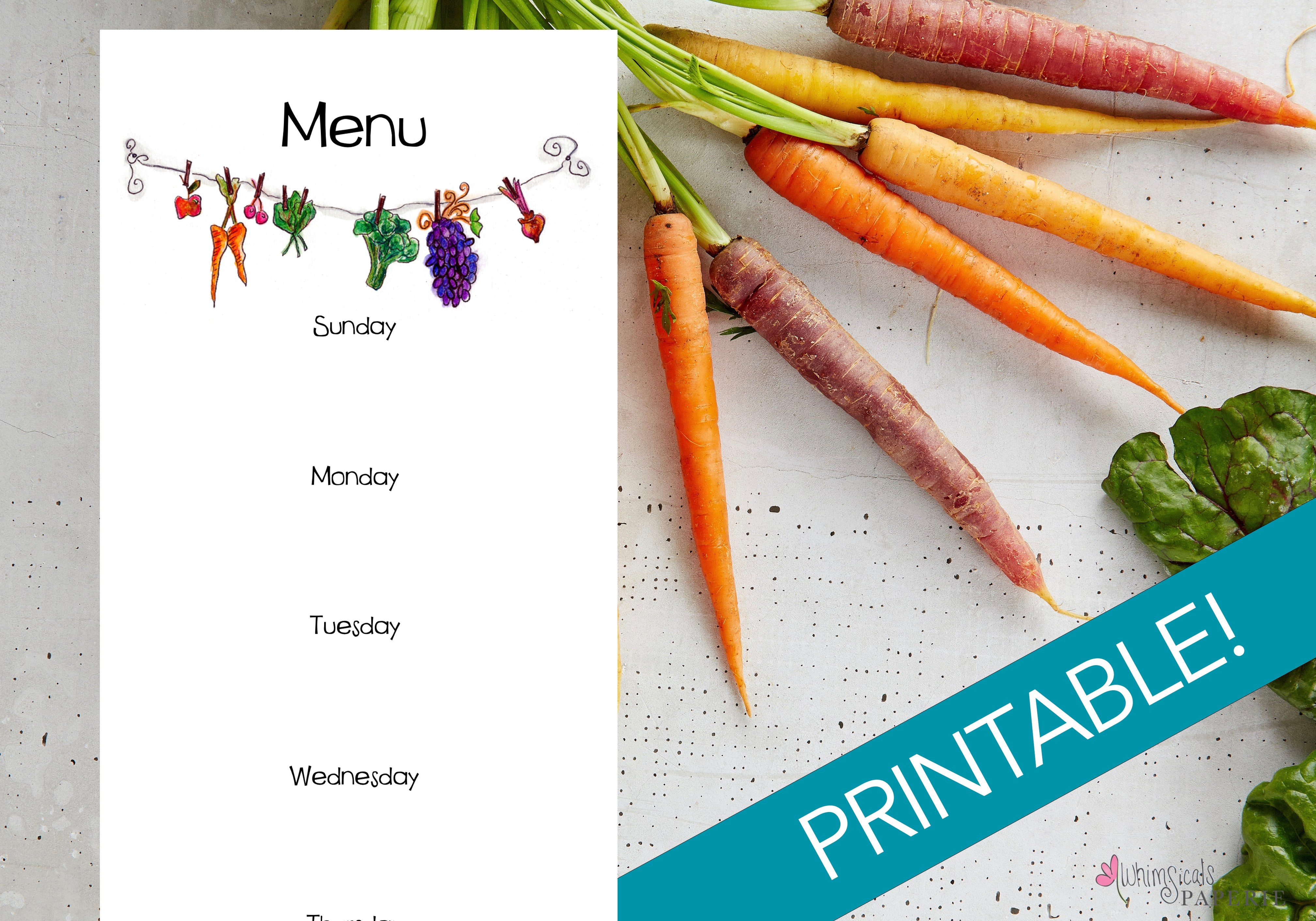 PRINTABLE Meal & Menu Planner | PDF Digital Download