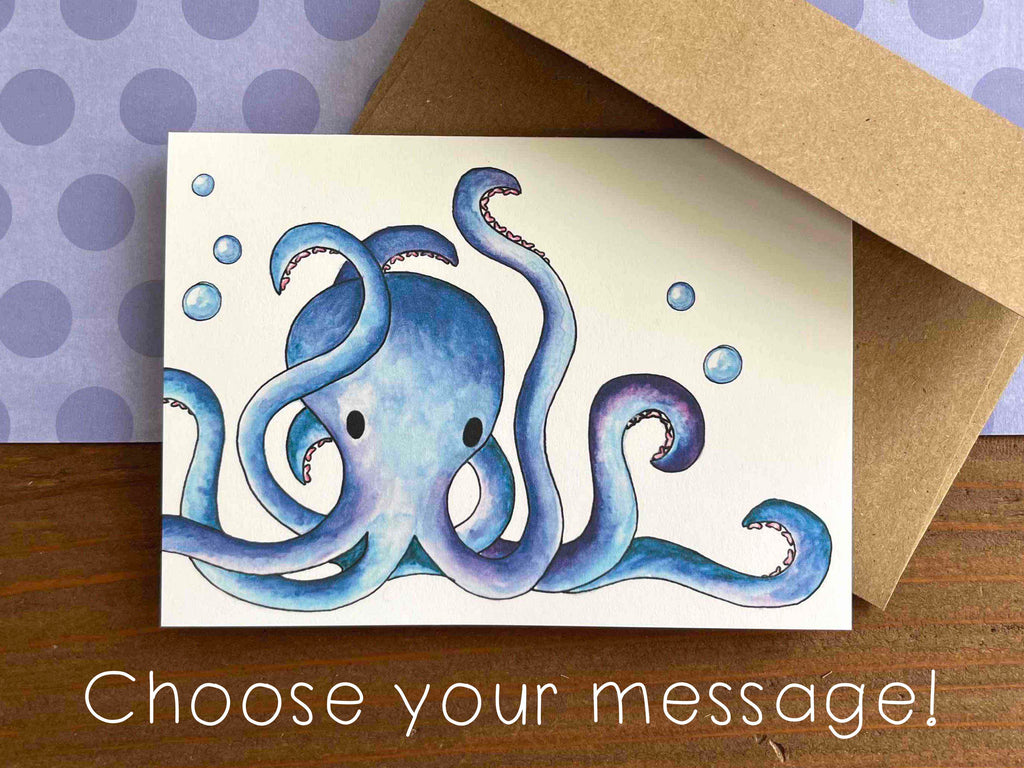 Octopus Note Cards | Choose Your Message - Boxed Set of 8