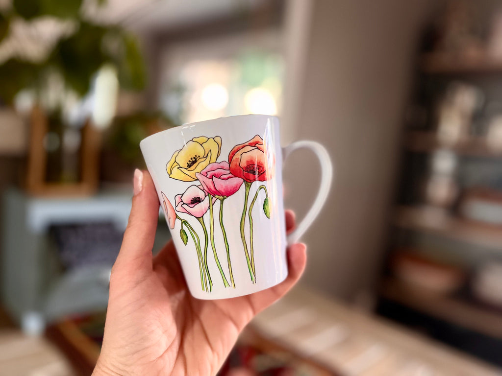 Poppy Mug - 12 oz Ceramic Latte Mug