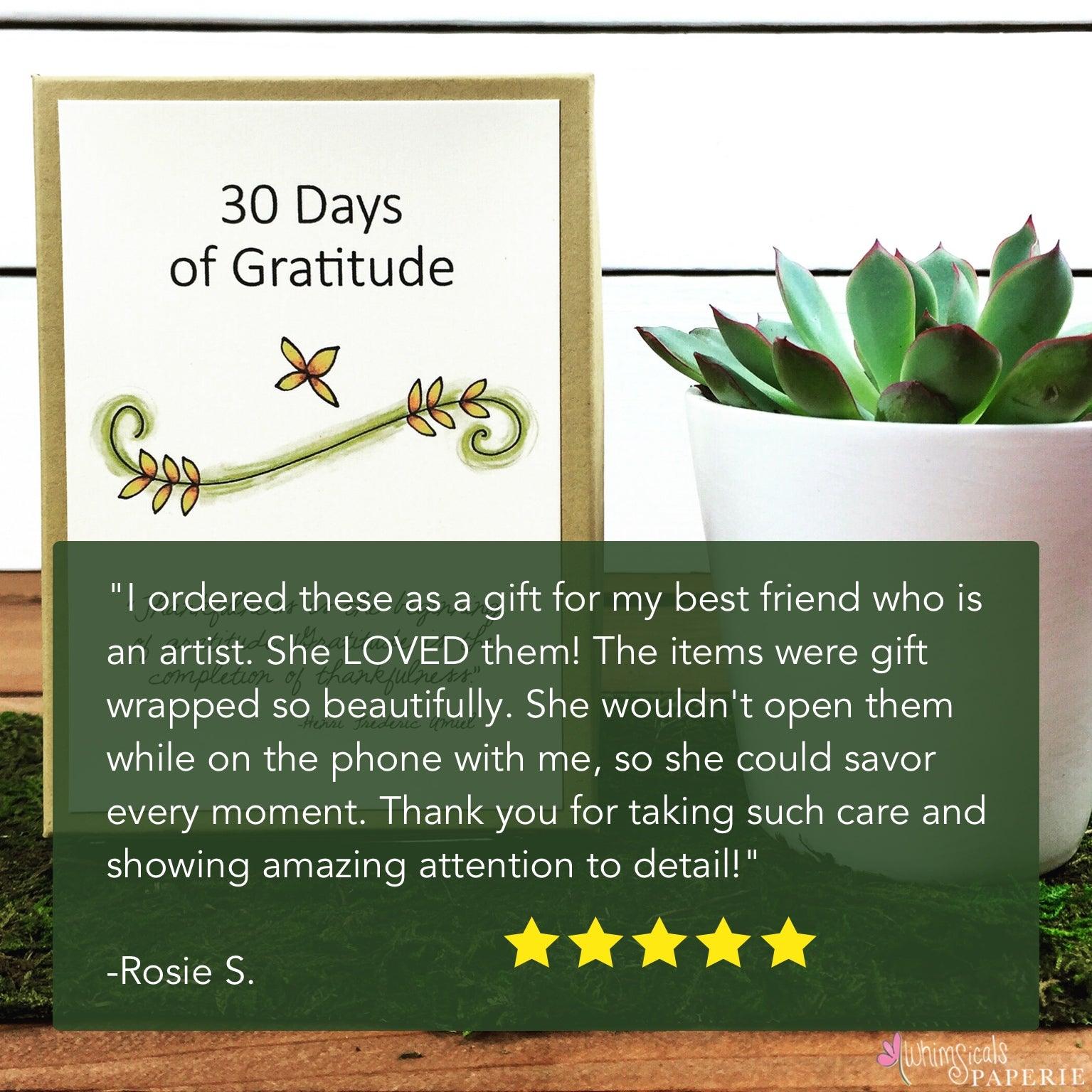 30 Days of Gratitude Boxed Card Deck with Stand - Whimsicals Paperie