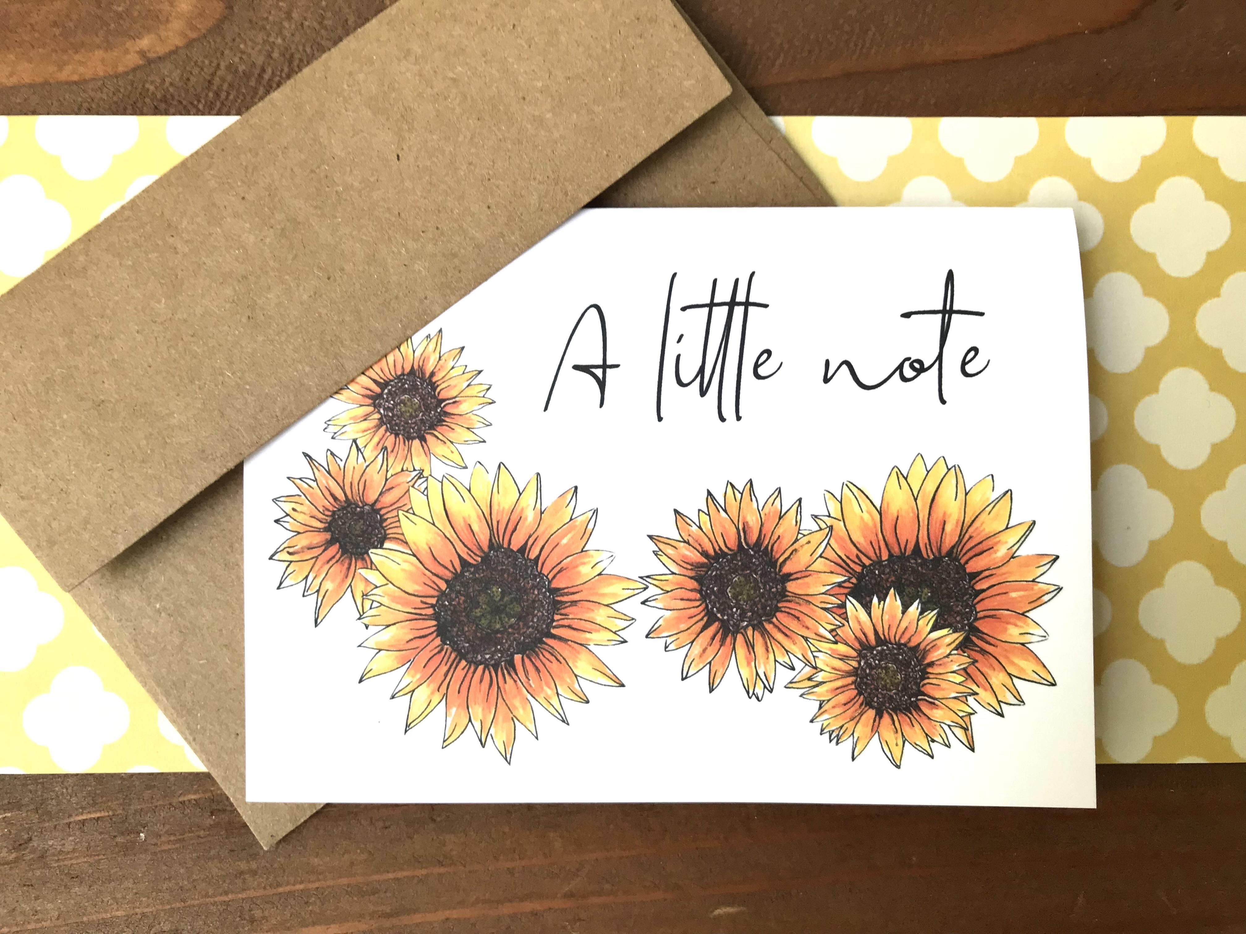 Sunflower Note Cards, Choose Your Message - Boxed Set of 8