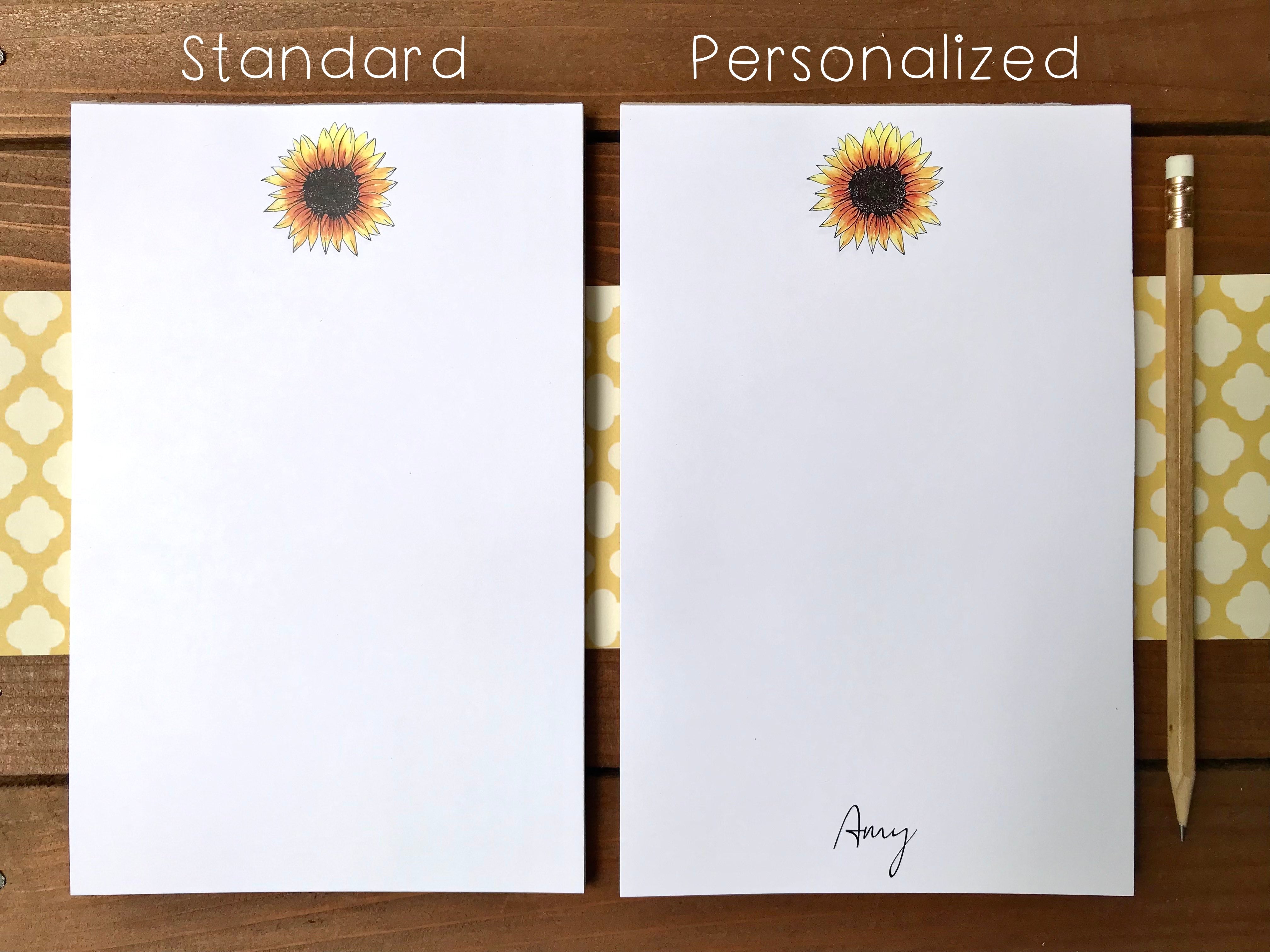 Sunflower Notepad - Personalization Available