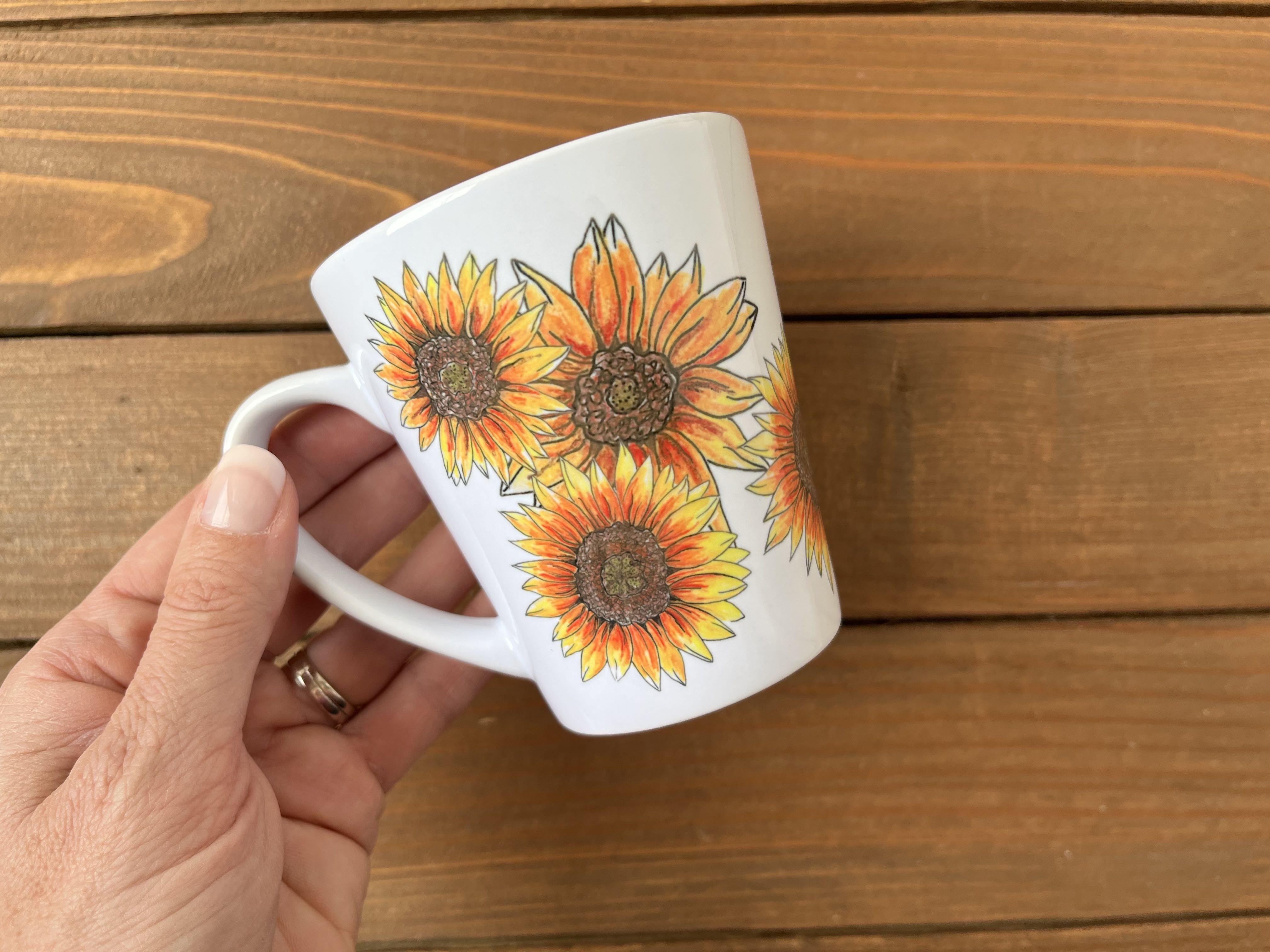 Sunflower Mug - 12 oz Ceramic Latte Mug