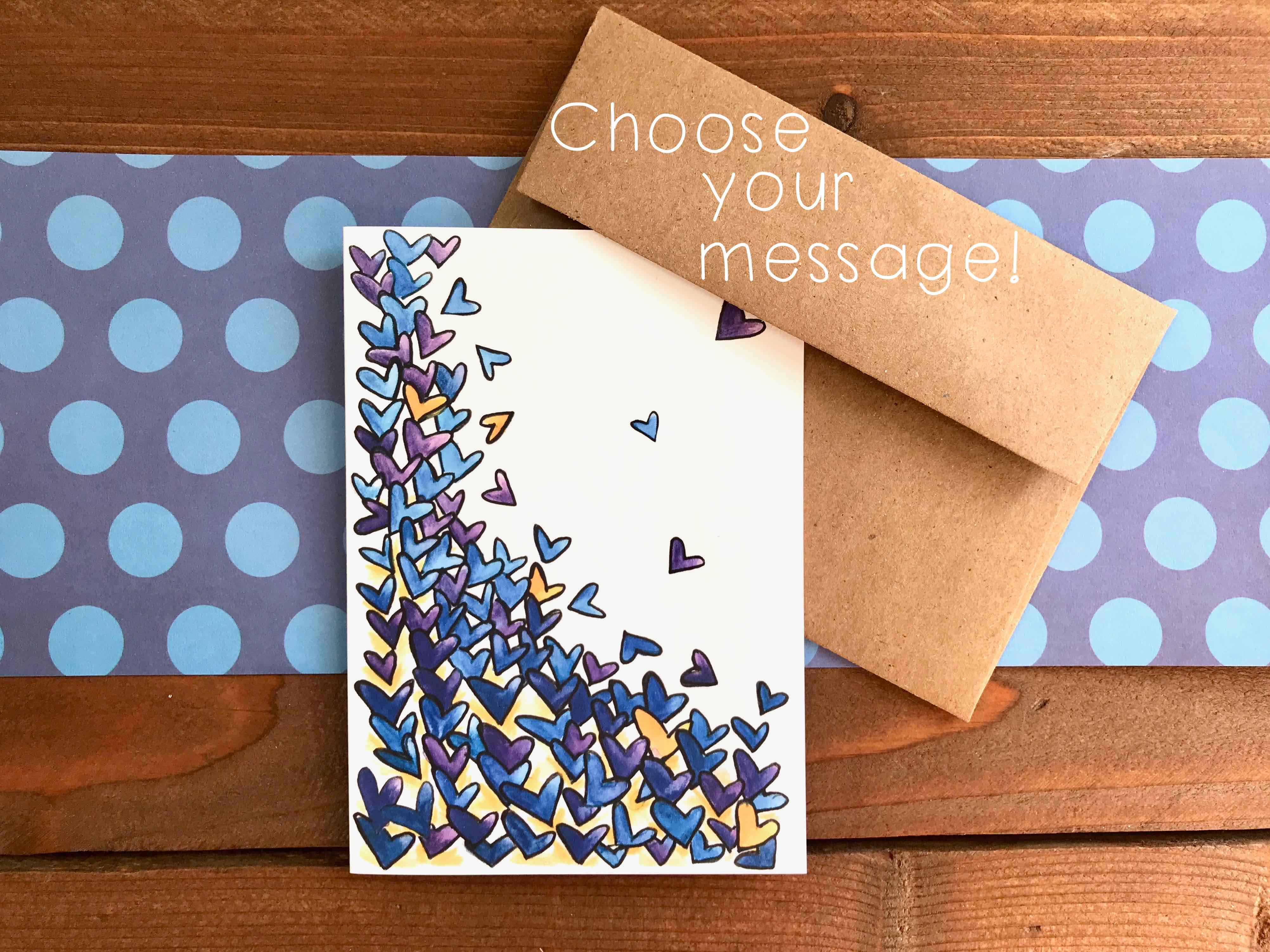 Tumbling Hearts Note Cards | Choose Your Message - Boxed Set of 8