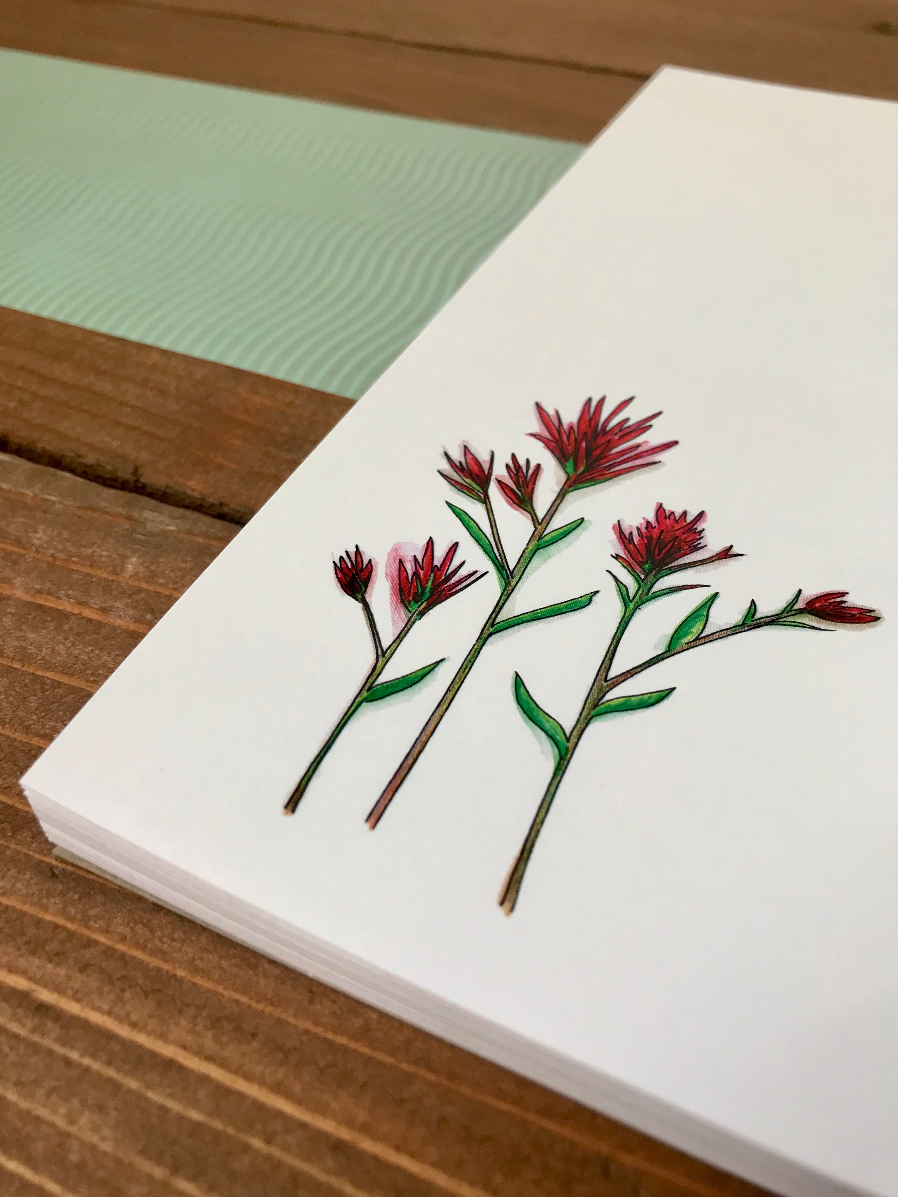 Indian Paintbrush Flower Notepad - Personalization Available