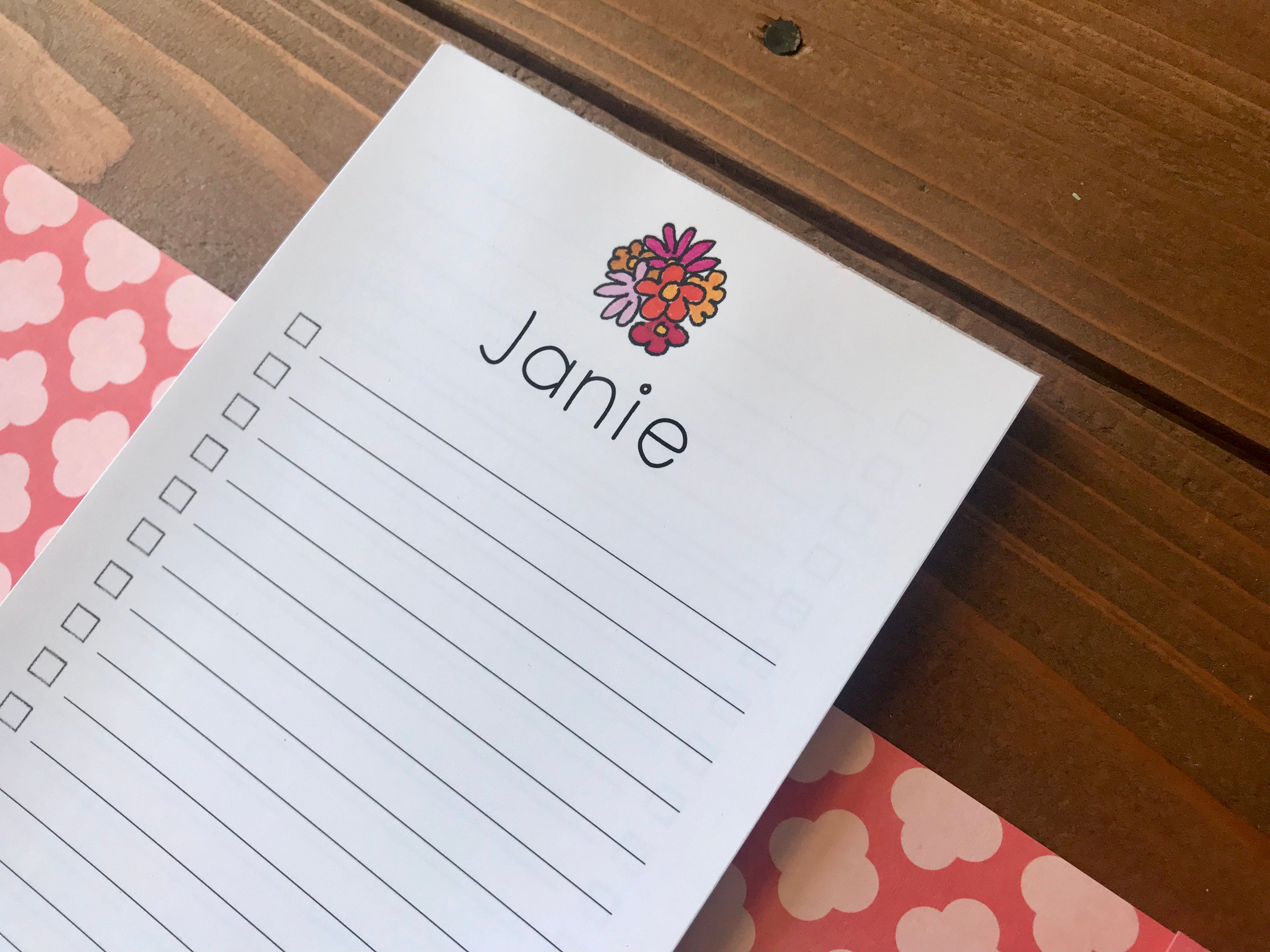 Flower Bouquet To Do List Notepad - Magnetic | Double Sided Sheets | Personalization Available
