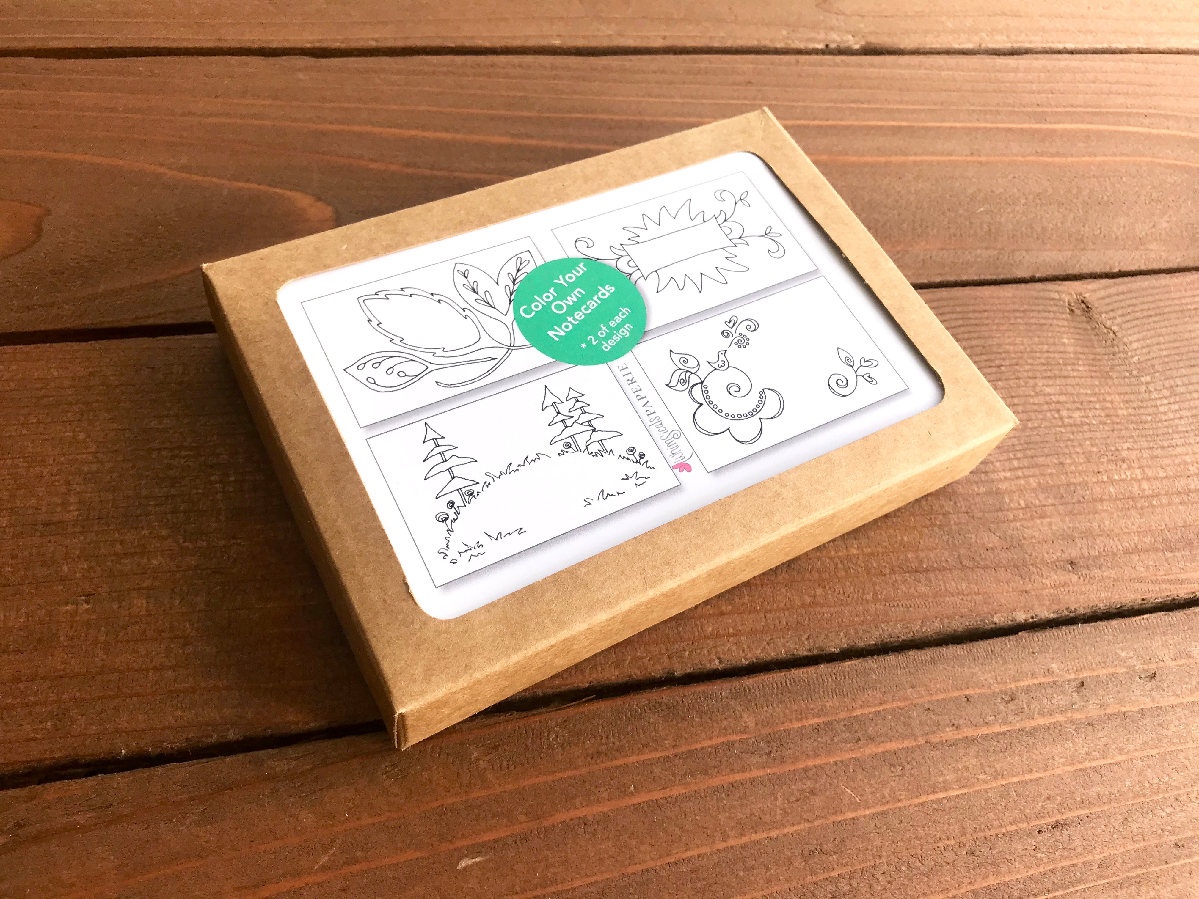Color Your Own Notecards - Assorted Set of 8 Coloring Cards ...