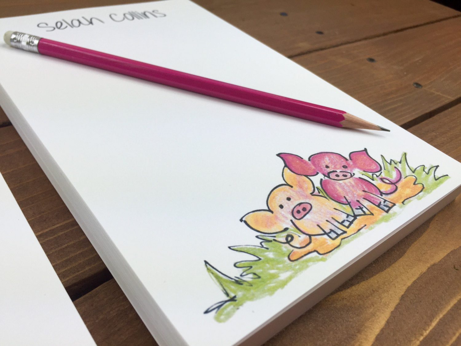 Pig Notepad - Personalization Available