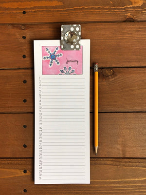 Perpetual Wall Calendar, Gift for Her, Gift Women, Refrigerator Calendar, Unique Guestbook, Unique Guest Book -12 Page Unbound, 4.25&quot; x 11&quot;